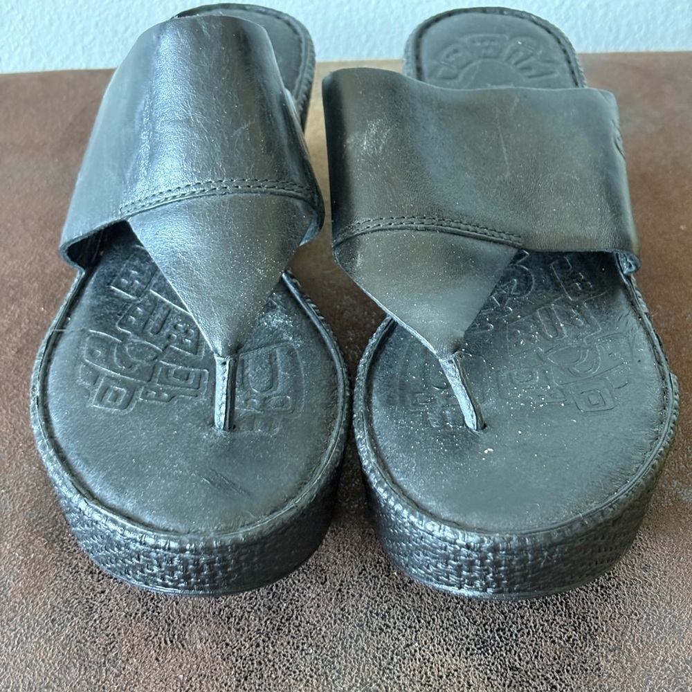 Born Black Leather Wedges